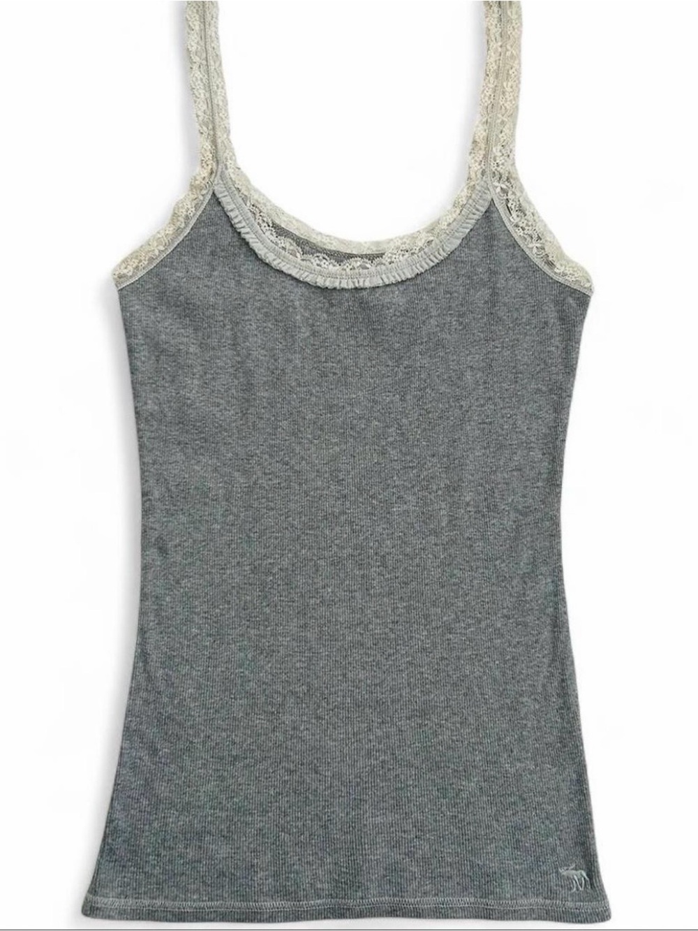 Y2K Vintage Abercrombie & Fitch Grey Lace Trim
Ribbed Cami Tank Top Size L
